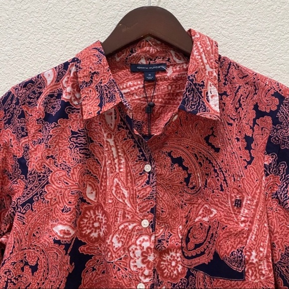 NWT TOMMY HILFIGER Cinnabar Paisley Button Down Shirt - Picture 7 of 16